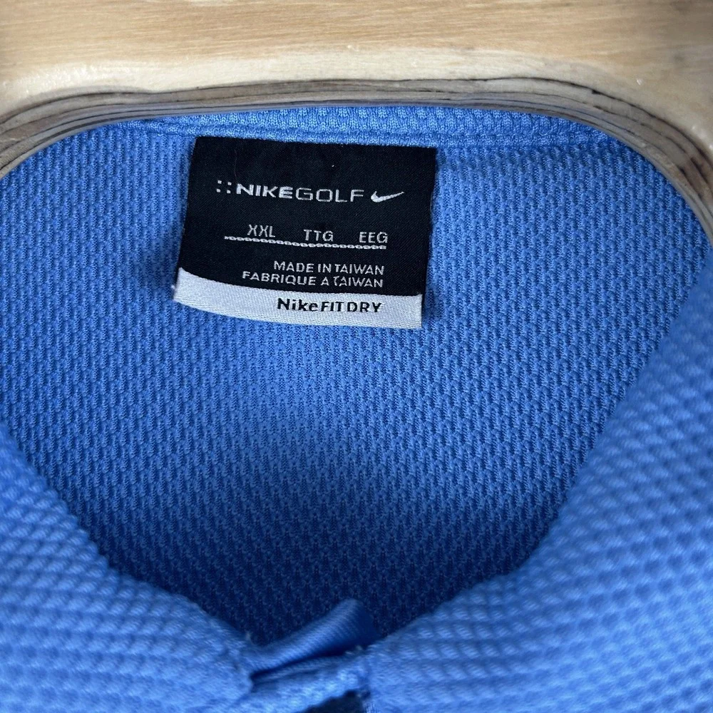 Nike Golf Polo Shirt‎ Mens XXL Blue Fit Dry Performance Athletic Swoosh Logo
